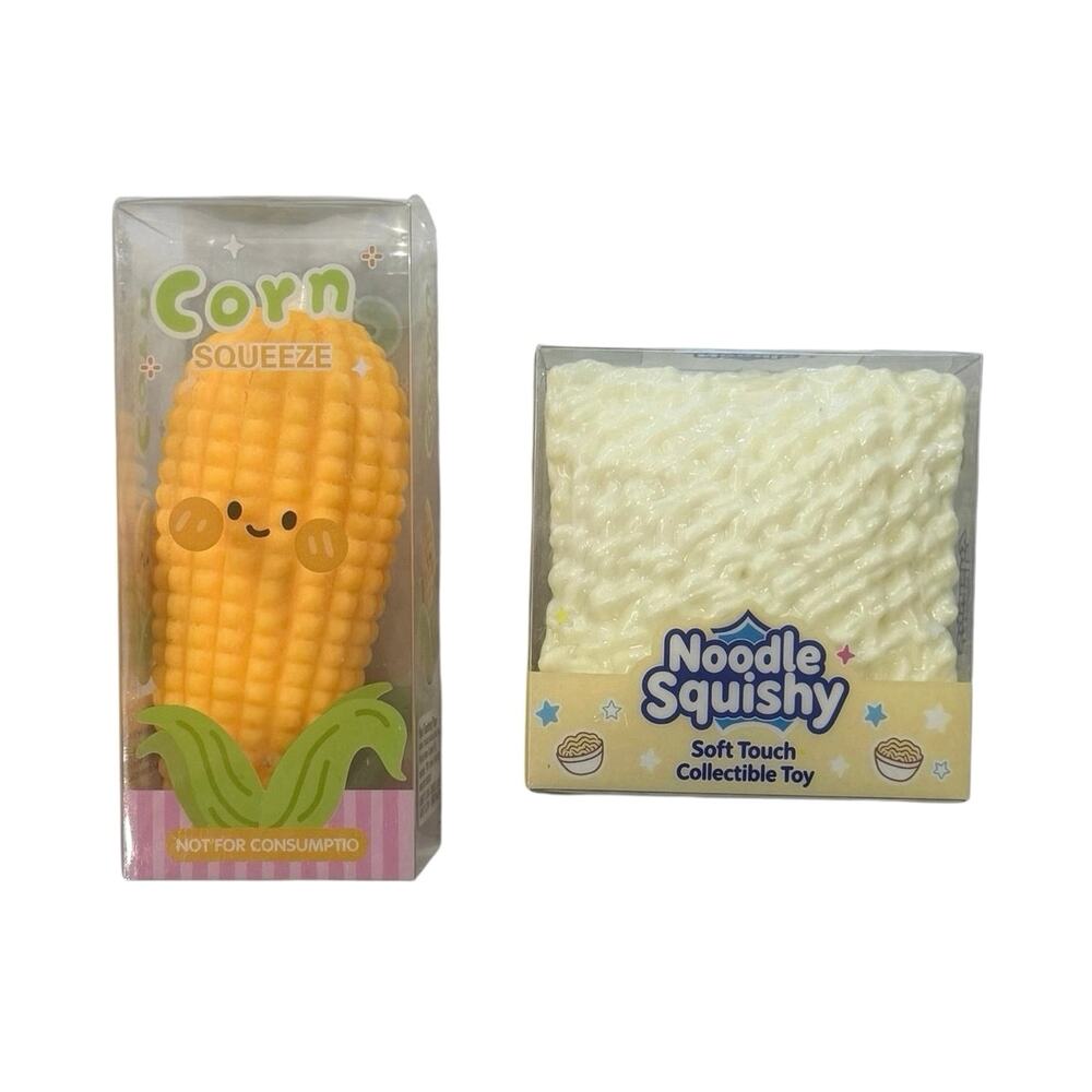 CRUNCHY Ramen Noodle and Corn Squishies Set of 2